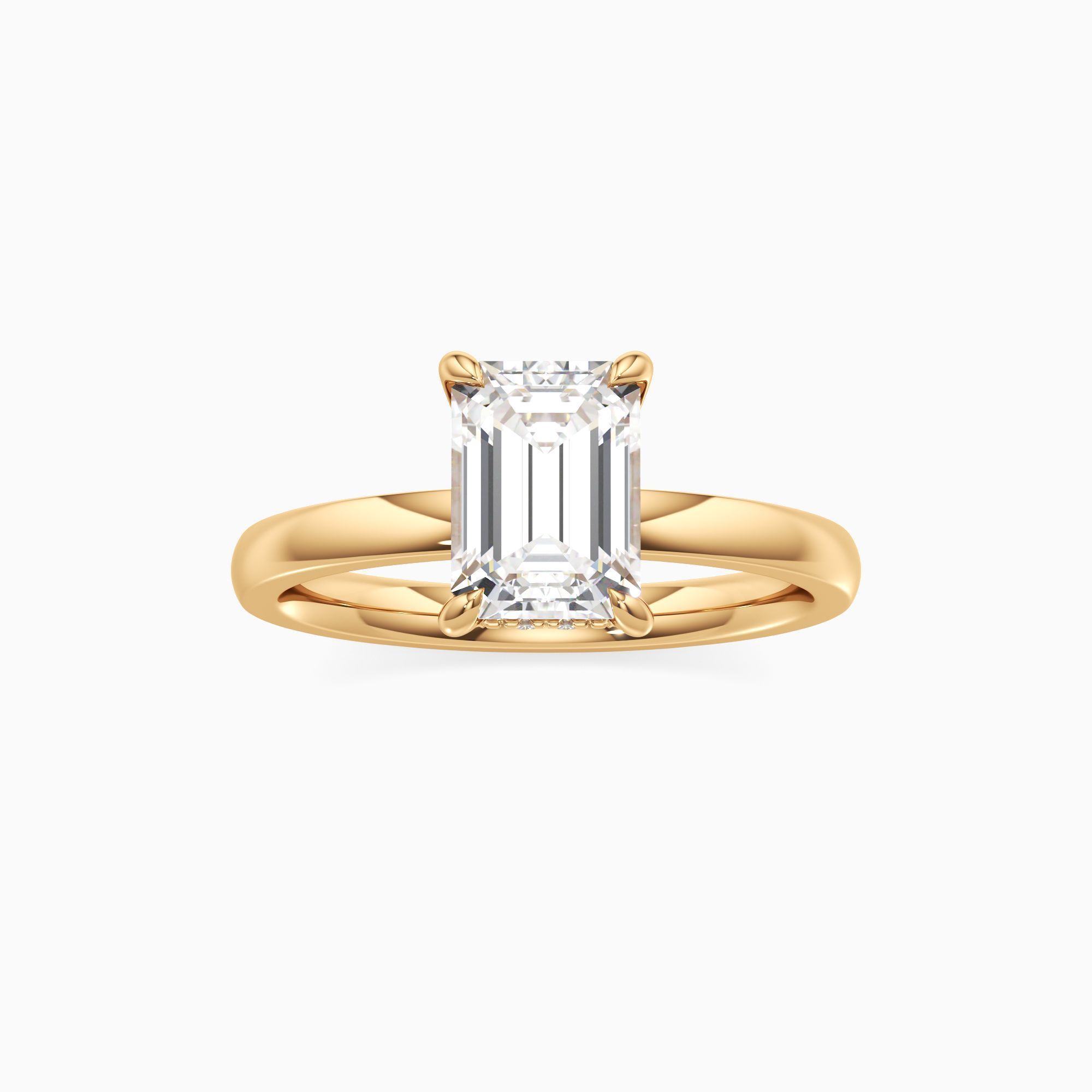 rêve Cara Lab Grown Diamond Emerald-Cut Engagement Ring - Through Finger view – Image 3 of 4