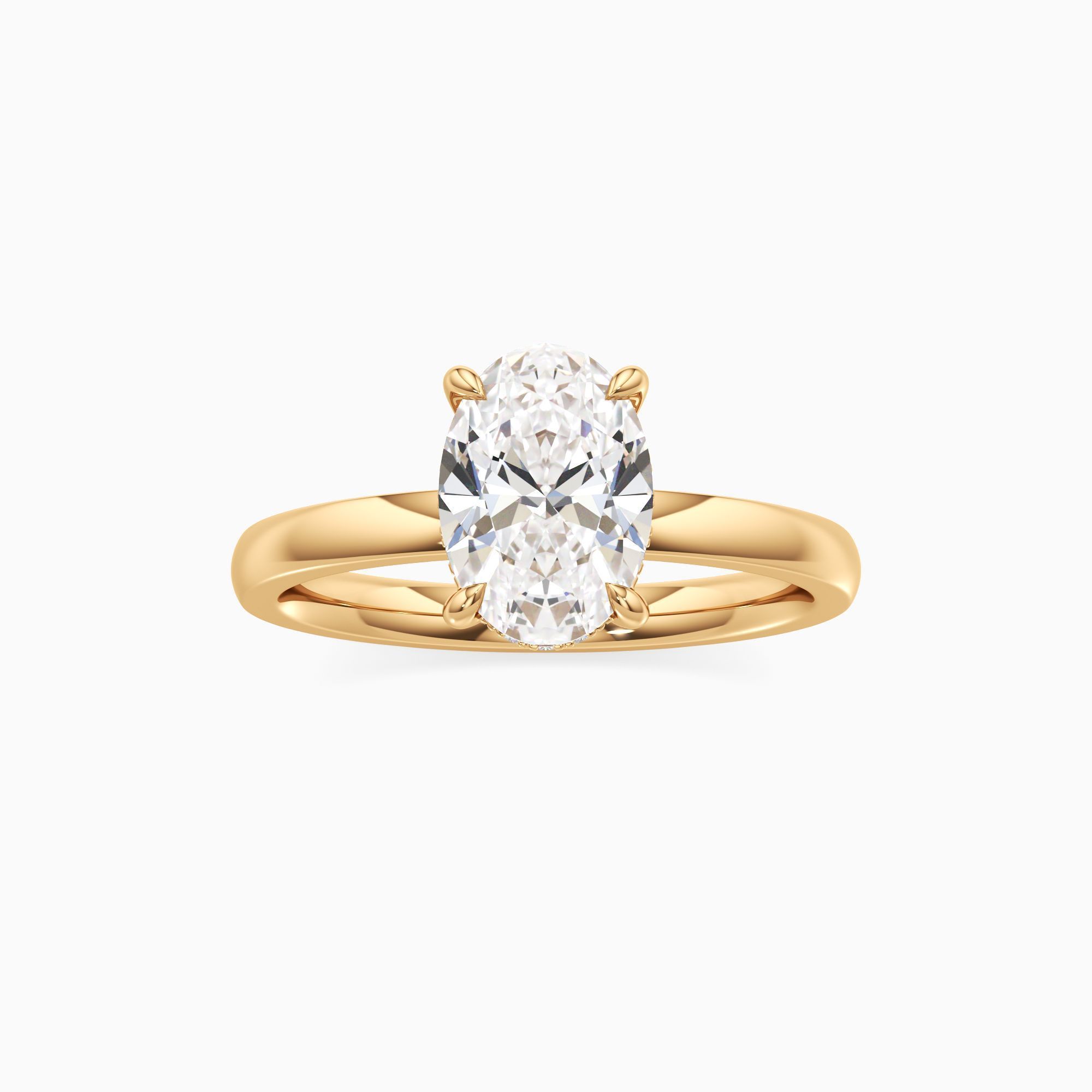 r&ecirc;ve Cara Lab Grown Diamond Oval Engagement Ring - Through Finger view – Image 3 of 4