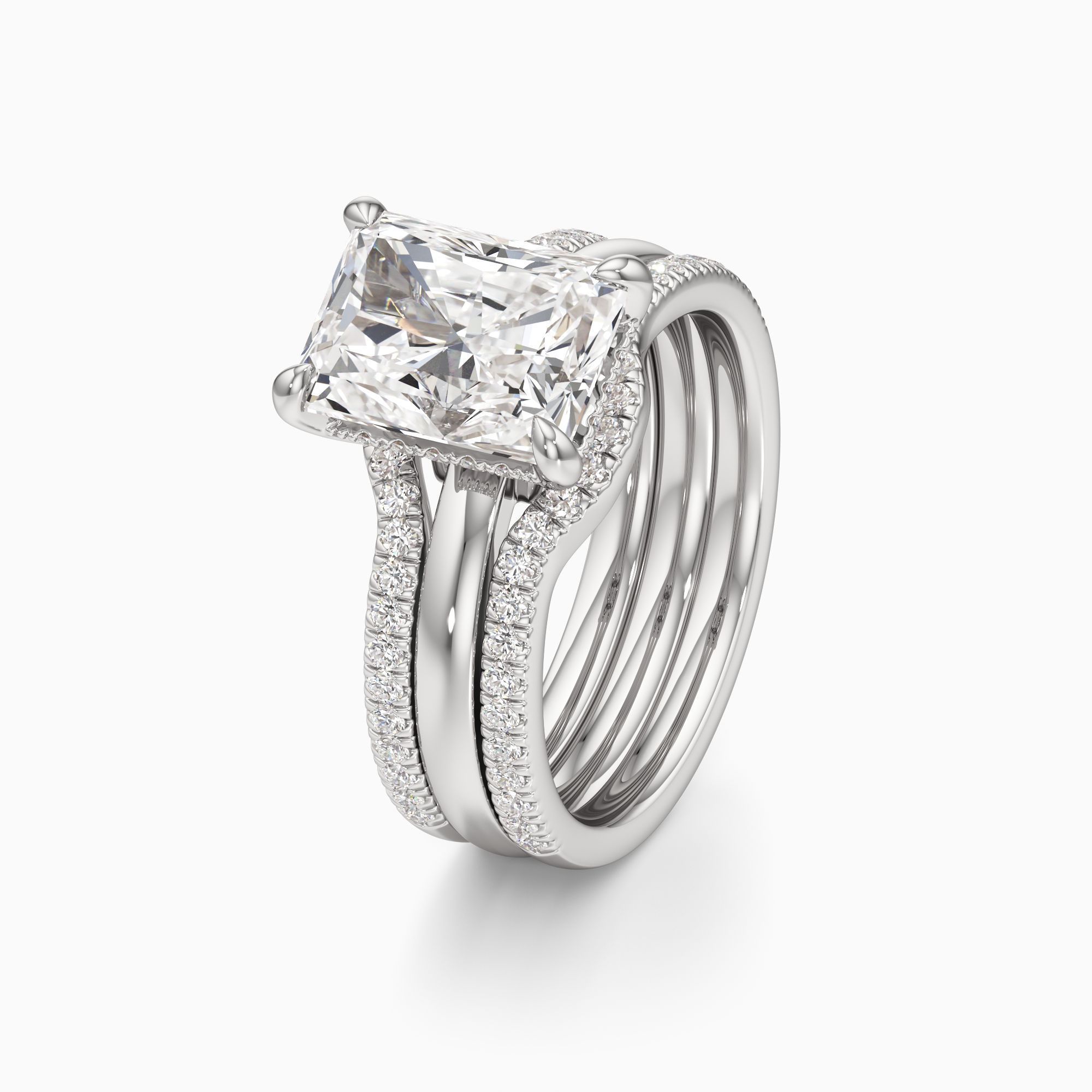 rêve Cara Lab Grown Diamond Radiant-Cut Engagement Ring with Wedding Bands - Primary view – Image 1 of 4