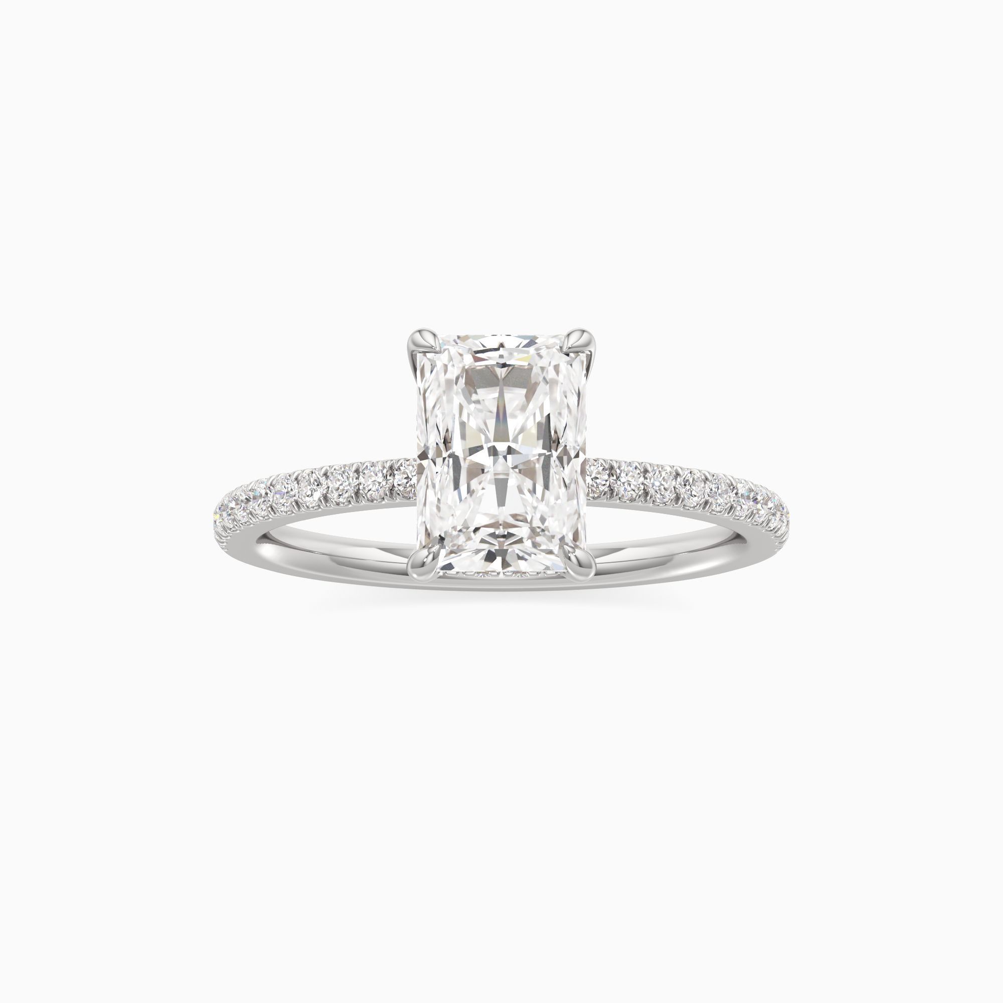 r&ecirc;ve Nola Lab Grown Diamond Radiant-Cut Engagement Ring - Through Finger view – Image 3 of 4