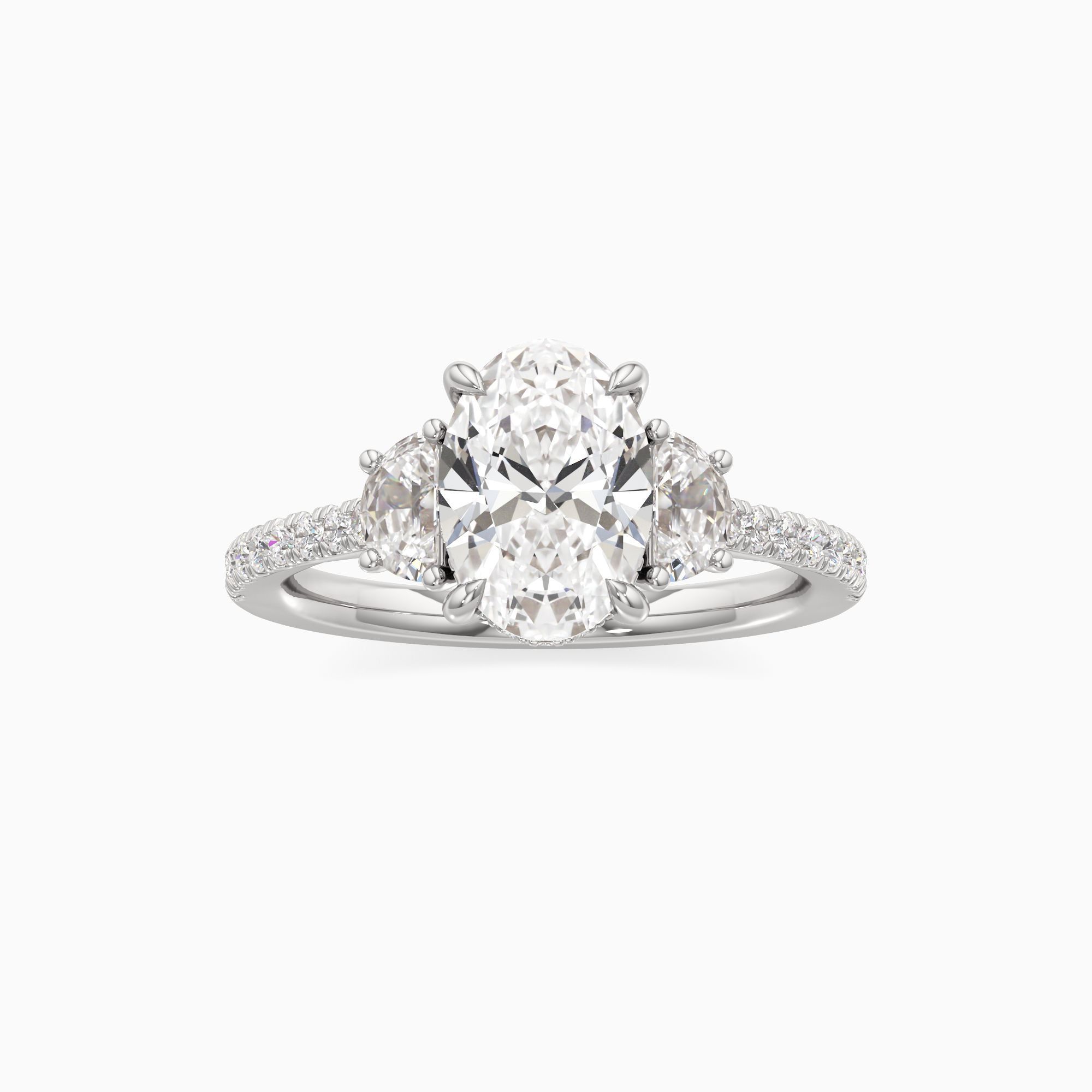 Jenny Packham Luna Lab Grown Diamond Oval Engagement Ring - Through Finger view – Image 3 of 4