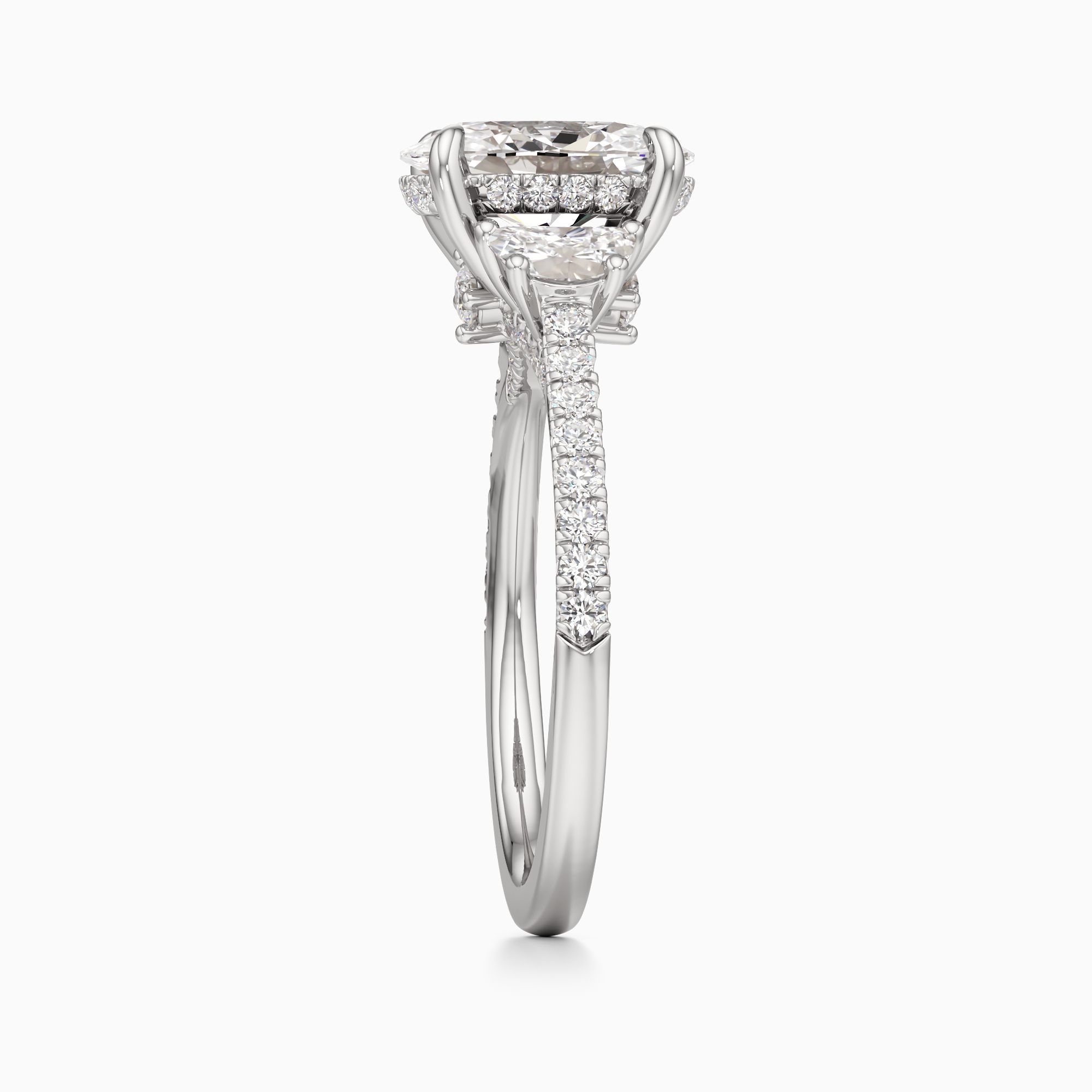 Jenny Packham Luna Lab Grown Diamond Oval Engagement Ring - Side view – Image 4 of 4