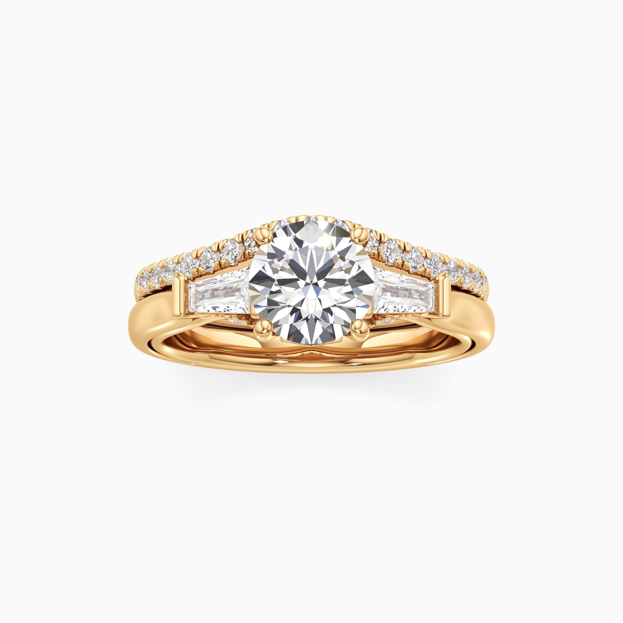 Jenny Packham Lillian Lab Grown Diamond Round Engagement Ring with Wedding Band - Through Finger view – Image 3 of 4