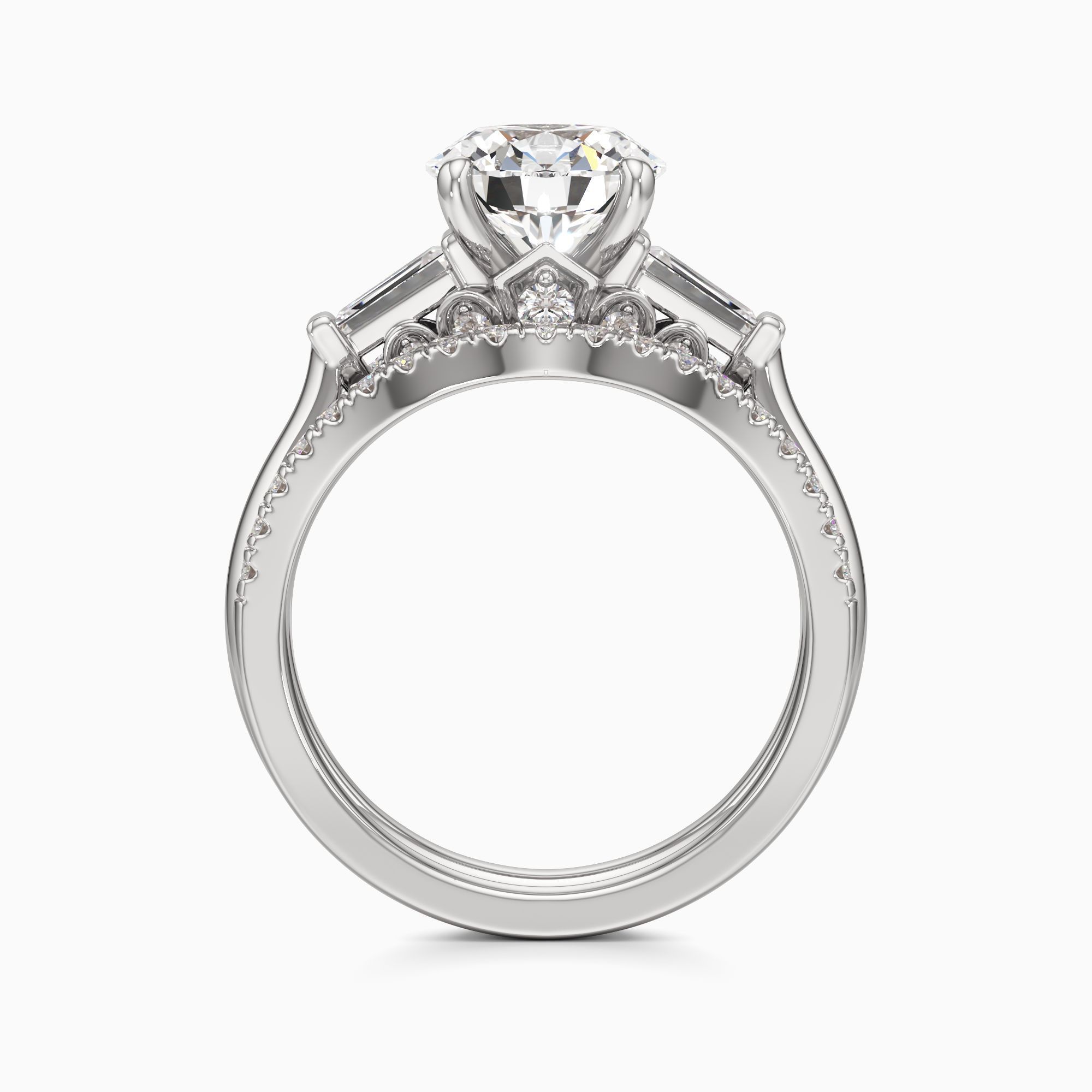 Jenny Packham Lillian Lab Grown Diamond Round Engagement Ring with Wedding Bands - Top view – Image 2 of 4