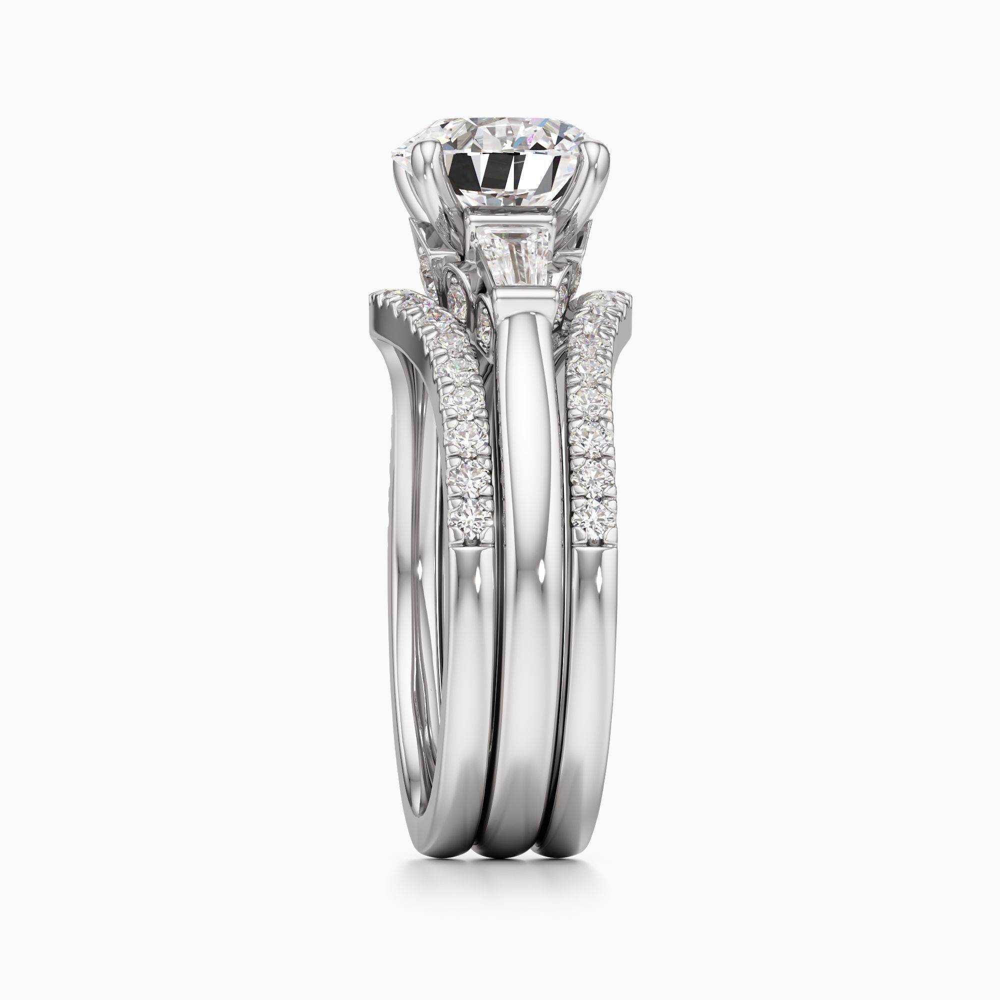 Jenny Packham Lillian Lab Grown Diamond Round Engagement Ring with Wedding Bands - Side view – Image 4 of 4