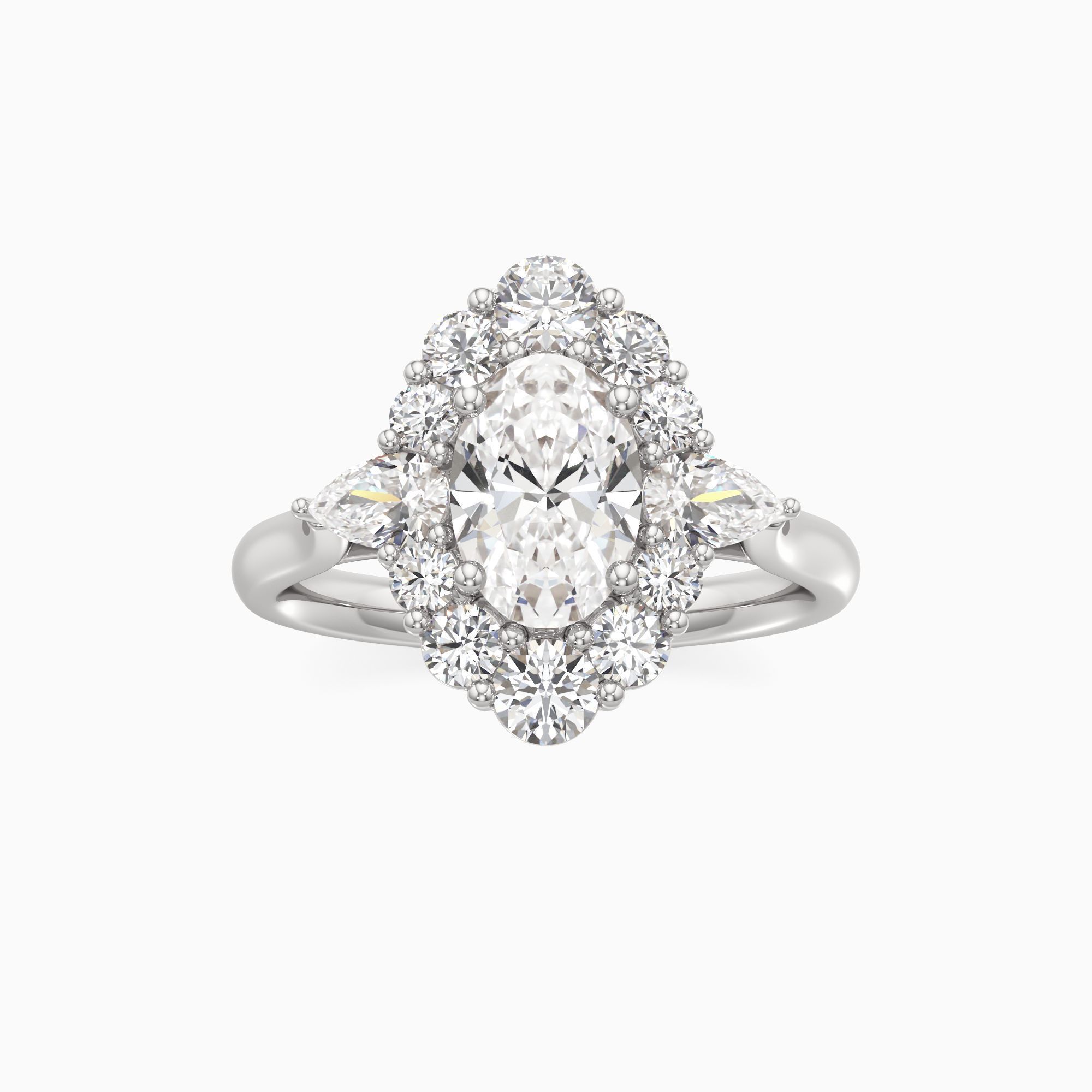 Phoebe Lab Grown Diamond Oval Engagement Ring - Through Finger view – Image 3 of 4