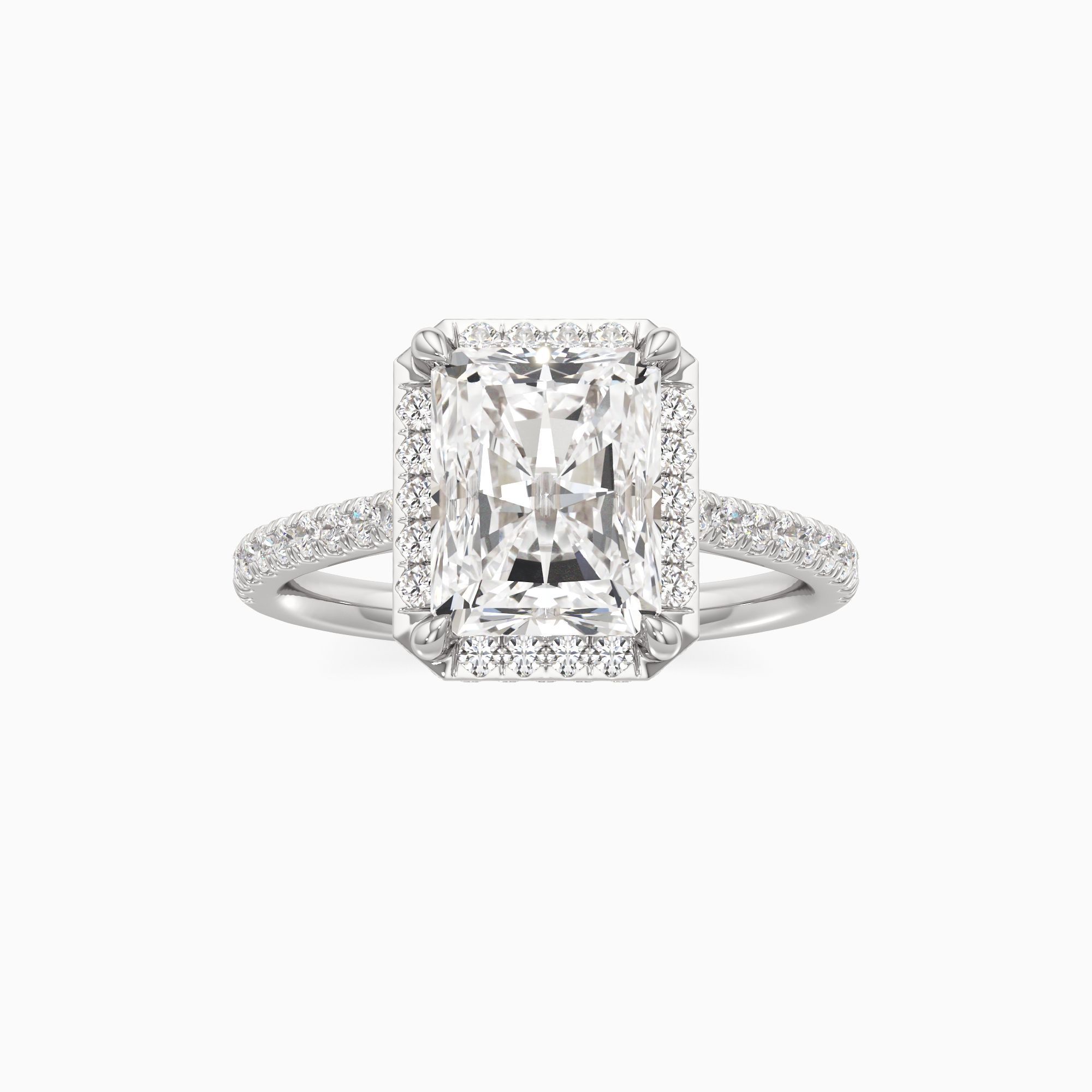 r&ecirc;ve Perry Lab Grown Diamond Radiant-Cut Engagement Ring - Through Finger view – Image 3 of 4