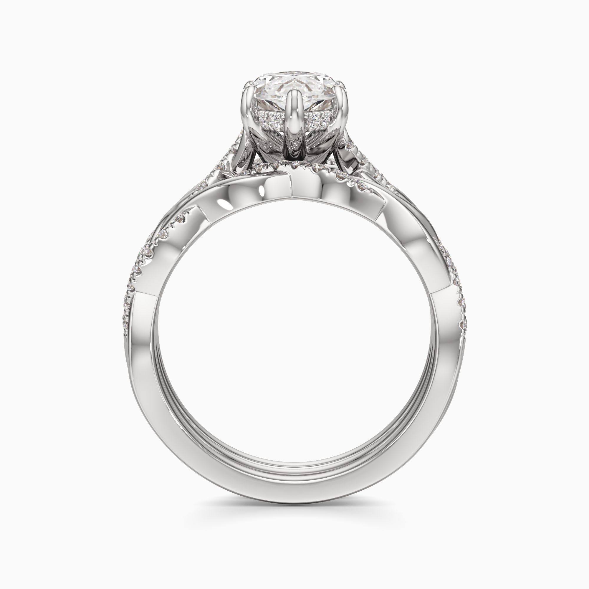 Odessa Hidden Halo Lab Grown Diamond Marquise-Cut Engagement Ring with Wedding Bands - Top view – Image 2 of 4