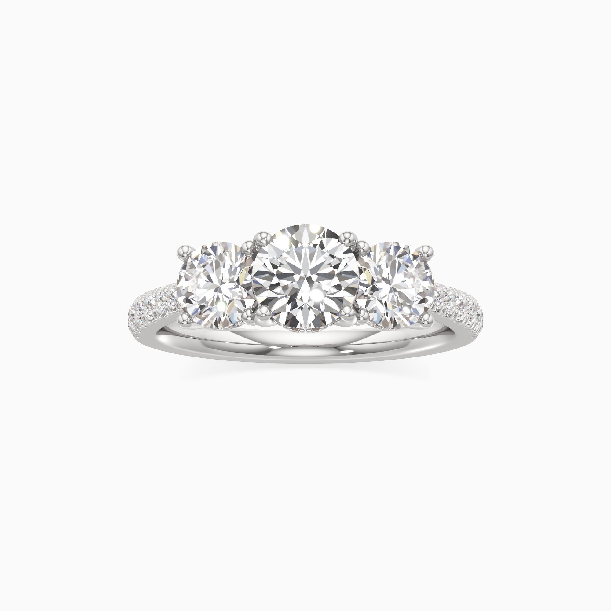 Sasha Natural Diamond Round Engagement Ring - Through Finger view – Image 3 of 4