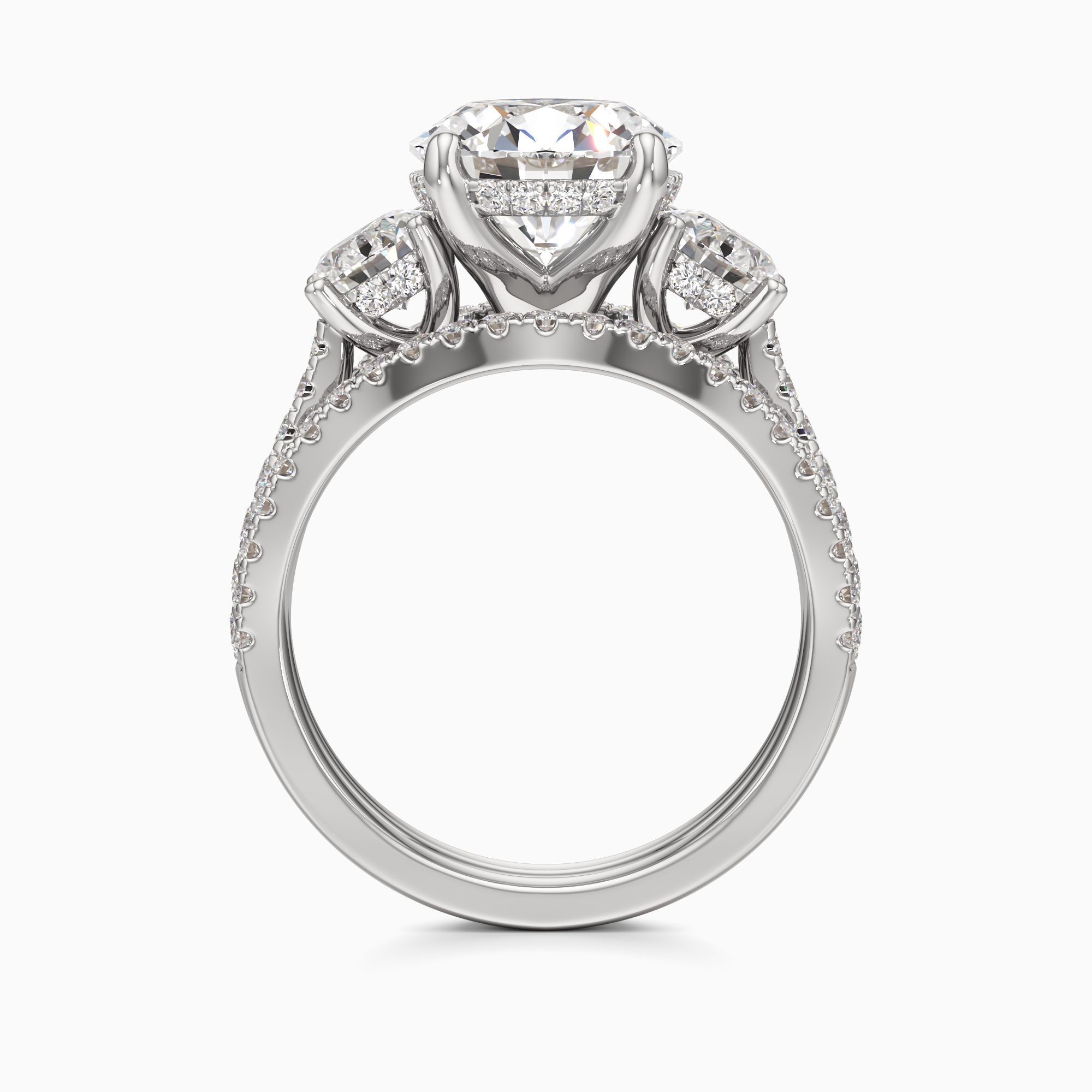 Sasha Lab Grown Diamond Round Engagement Ring with Wedding Bands - Top view – Image 2 of 4